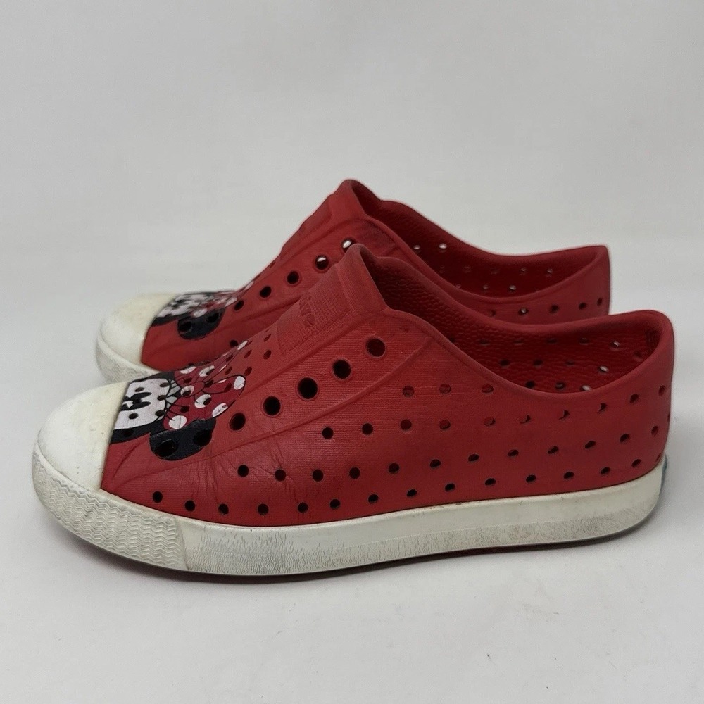 Native Kids Shoes C13 Disney Minnie Mouse Red & White Jefferson Slip On Rubber
